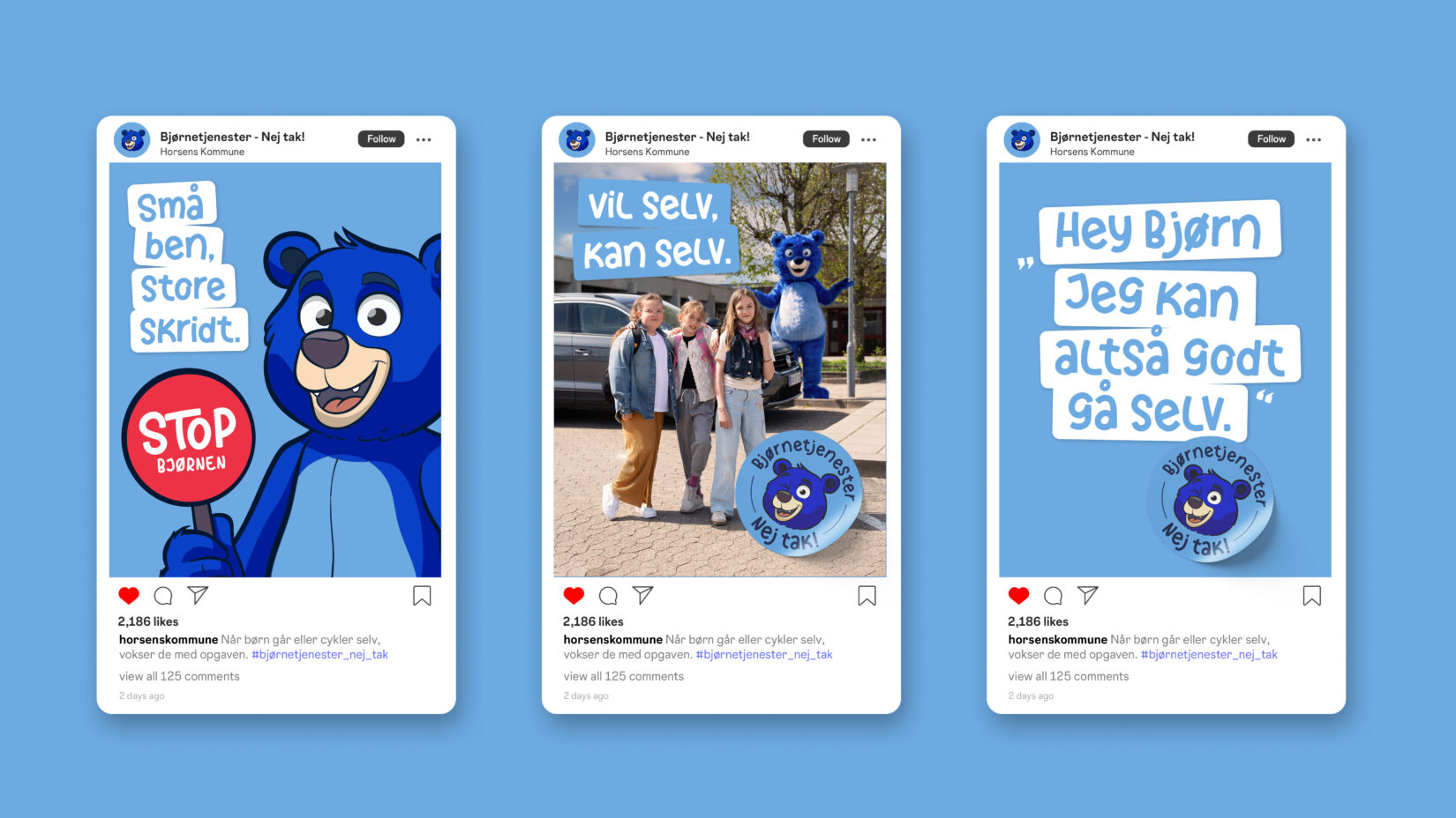 Fysiske kampagnematerialer udviklet til kampagne for Horsens Kommune
